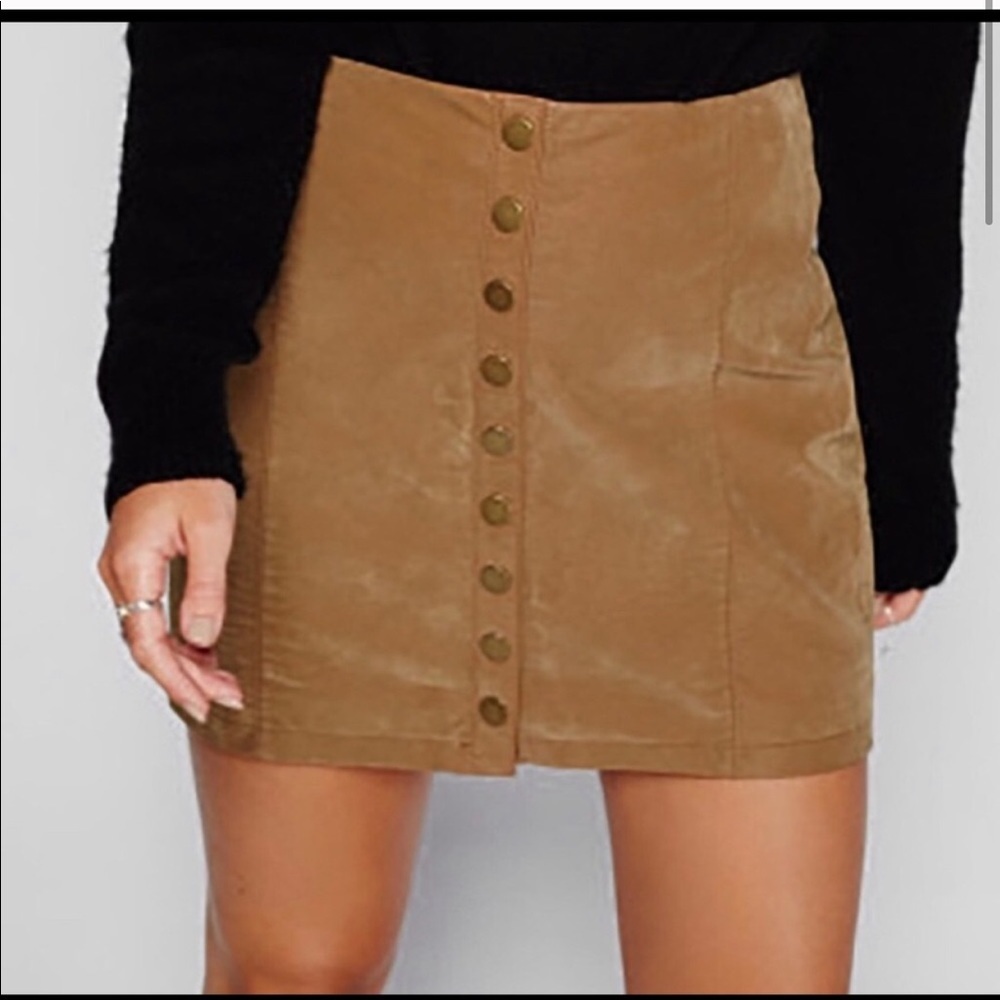 Free People Faux Vegan Leather Button Down Skirt 2